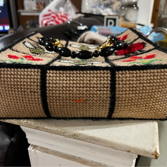 Handmade Needlepoint Bees and Ladybugs Small Tote Bag - Picture 7 of 8